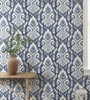 York Wallcoverings PSW1143RL Premium Peel + Stick Coastal Hawthorne Ikat Wallpaper Blue