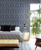 York Wallcoverings Water's Edge Resource Library CV4449 Riviera Bamboo Trellis Wallpaper Navy