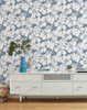 York Wallcoverings Water's Edge Resource Library CV4440 Hibiscus Arboretum Wallpaper Blue