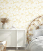 York Wallcoverings Water's Edge Resource Library CV4437 Hibiscus Arboretum Wallpaper Yellow