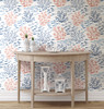York Wallcoverings Water's Edge Resource Library CV4405 Marine Garden Wallpaper Coral/Navy