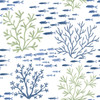 York Wallcoverings Water's Edge Resource Library CV4404 Marine Garden Wallpaper Green/Blue