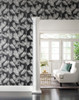 York Wallcoverings Water's Edge Resource Library CV4409 King Palm Silhouette Wallpaper Blue