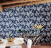 York Wallcoverings Water's Edge Resource Library CV4410 King Palm Silhouette Wallpaper Navy