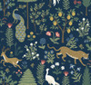 RP7304 Menagerie Wallpaper Blue, Brown from Rifle Paper Co. Second Edition by York Wallcoverings
