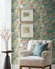 RP7356 Strawberry Fields Wallpaper Green, Pink from Rifle Paper Co. Second Edition by York Wallcoverings