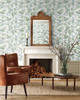 RP7382 Cornflower Wallpaper White, Green from Rifle Paper Co. Second Edition by York Wallcoverings