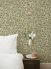 2999-13102 Pirum Pear Wallpaper in Yellow Gold Green Brown Colors with Orchard Ripe Fruit Fruit Botanical Style Non Woven Unpasted Wall Covering by Brewster