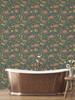 2999-55020 Hybbe Hydrangea Garden Wallpaper in Blue Pink Gold Green Colors with Dotted Flower Sprout Flowers Botanical Style Non Woven Unpasted Wall Covering by Brewster