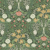 2999-24102 Froso Garden Damask Wallpaper in Dark Green Colors with Gorgeous Flowers Leafy Vines Flowers Botanical Style Non Woven Unpasted Wall Covering by Brewster