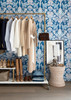 2903-25863 Vera Blue Floral Damask Wallpaper Bohemian Style Botanical Theme Unpasted Non Woven Material Blue Bell Collection from  A-Street Prints by Brewster