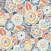 2903-25866 Lucy Navy Floral Wallpaper Eclectic Style Botanical Theme Unpasted Non Woven Material Blue Bell Collection from  A-Street Prints by Brewster