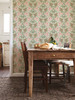 2999-44120 Kurre Woodland Damask Wallpaper in Taupe Pink Green Colors with Poppies Strawberries and Bumblebees Animals Animals Style Non Woven Unpasted Wall Covering by Brewster