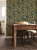 2999-44118 Lemona Fruit Tree Wallpaper in Navy Blue Gold Colors with Laden with Ripe Richly Contrasted Fruit Botanical Style Non Woven Unpasted Wall Covering by Brewster