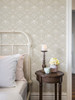 2999-14026 Niki Country Kitsch Wallpaper in White Beige Light Gray Colors with Turtle Doves Flowers and Vines Birds Animals Style Non Woven Unpasted Wall Covering by Brewster