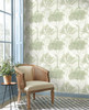 MN1822 Orchard Wallpaper White / Green from Mediterranean by York Wallcoverings