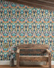 MN1923 Malta Wallpaper Green / Teal / Gold from Mediterranean by York Wallcoverings