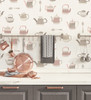 Norwall Wallcoverings CK36633 Creative Kitchens Tea Pots Wallpaper Pink, Grey