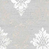 Norwall Wallcoverings Silk Impressions 2 IM36426 In-register Silk Damask Wallpaper Metallic Silver Grey
