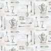 Norwall Wallcoverings KE29939 Kitchen Elements Cutlery Gray Off White Wallpaper