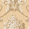 Norwall Wallcoverings Classic Silks 2 CS35620 Floral Damask Wallpaper Beige, Cream, Metallic Gold