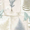 Norwall Wallcoverings  FK34414 Fresh Kitchens 5 Parchment Ferns Wallpaper Blue, Taupe