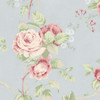 Norwall Rose Garden 2 CG28815 Linen Rose Wallpaper  Blue, Green, Pink