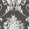 Norwall Wallcoverings Classic Silks 2 CS35625 Floral Damask Wallpaper Black, Metallic Silver