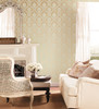 Norwall Wallcoverings Classic Silks 2 CH28242 Document Damask Wallpaper Metallic Gold, Light Green