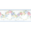 Norwall Wallcoverings PR79656 Floral Prints 2 Rose Scallop Wallpaper Border Blue  Pink  Cream  Green
