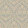 Norwall Wallcoverings SD36141 Stripes & Damasks 3 Stitched Damask Wallpaper Blue Metallic Gold