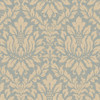 Norwall Wallcoverings SD36141 Stripes & Damasks 3 Stitched Damask Wallpaper Blue Metallic Gold