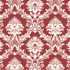 Norwall Wallcoverings SD36121 Stripes & Damasks 3 Document Damask Wallpaper Red White Metallic Gold