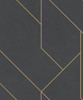 4015-427431 Pollock Gilded Geometric Wallpaper in Black Gold Colors with Outlined in Glittery Modern Style Wall Covering Non Woven Unpasted Vinyl by Brewster