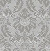 M1705 Windsor Damask Wallpaper in Grey Silver Colors with Timeless Silhouette Traditional Style Non Woven Unpasted Wall Covering by Brewster
