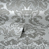 M1705 Windsor Damask Wallpaper in Grey Silver Colors with Timeless Silhouette Traditional Style Non Woven Unpasted Wall Covering by Brewster