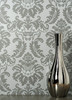 M1705 Windsor Damask Wallpaper in Grey Silver Colors with Timeless Silhouette Traditional Style Non Woven Unpasted Wall Covering by Brewster