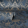 M1704 Windsor Damask Wallpaper in Blue Colors with Design Soft Glamour Traditional Style Non Woven Unpasted Wall Covering by Brewster