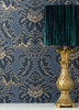 M1704 Windsor Damask Wallpaper in Blue Colors with Design Soft Glamour Traditional Style Non Woven Unpasted Wall Covering by Brewster