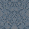 M1681 Bamburg Floral Wallpaper in Dark Blue Gold Colors with Damask Silhouette Modern Style Non Woven Unpasted Wall Covering by Brewster