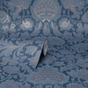 M1681 Bamburg Floral Wallpaper in Dark Blue Gold Colors with Damask Silhouette Modern Style Non Woven Unpasted Wall Covering by Brewster