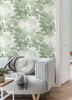 M1679 Eden Crane Lagoon Wallpaper in Sage Green Colors with Tranquil Ambiance Forest Style Non Woven Unpasted Wall Covering by Brewster