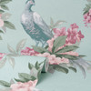 M1663 Golden Pheasant Aqua Floral Wallpaper in Green Blue Colors with  Birds Drawn Farmhouse Style Non Woven Unpasted Wall Covering by Brewster