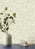 M1667 Salix Leaf Wallpaper in Sage Green Off White Colors with Interior Backdrop Traditional Style Non Woven Unpasted Wall Covering by Brewster