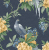 M1661 Golden Pheasant Floral Wallpaper in Green Yellow Blue Colors with Greenery Peers Farmhouse Style Non Woven Unpasted Wall Covering by Brewster