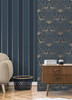 M1708 Rydia Stripe Wallpaper in Blue Bronze Colors with Dimensional Masterpiece Modern Style Non Woven Unpasted Wall Covering by Brewster