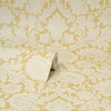 M1682 Bamburg Floral Wallpaper in Mustard Off White Silver Colors with Damask Silhouette Modern Style Non Woven Unpasted Wall Covering by Brewster