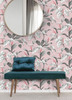 M1690 Meridian Parade Tropical Leaves Wallpaper in Grey Pink Colors with Painterly Feel  Forest Style Non Woven Unpasted Wall Covering by Brewster