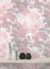 M1676 Eden Crane Lagoon Wallpaper in Pink Colors with Lush Forest Forest Style Non Woven Unpasted Wall Covering by Brewster