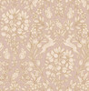 M1687 Richmond Floral Wallpaper in Gold Pink Colors with Owls Squirrels Deer Whimsical Style Non Woven Unpasted Wall Covering by Brewster